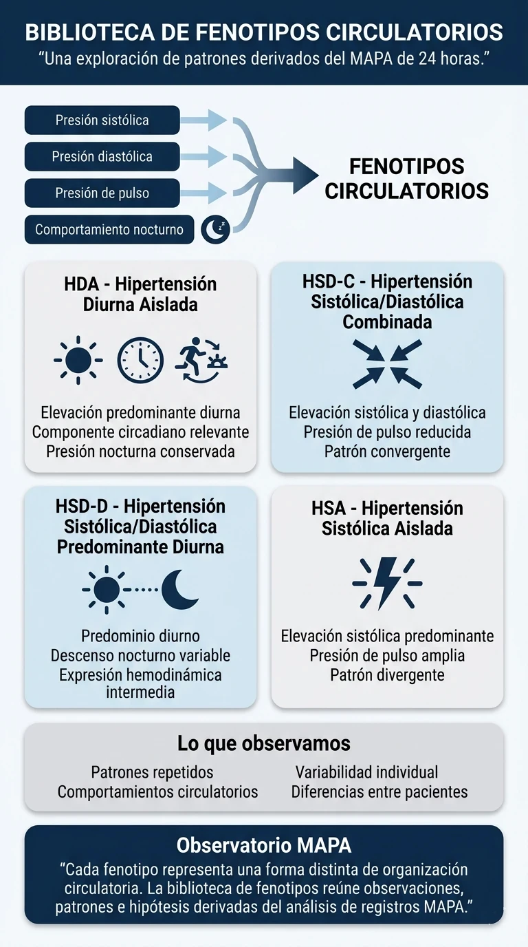 Infografía vertical sobre la biblioteca de fenotipos circulatorios derivados del MAPA