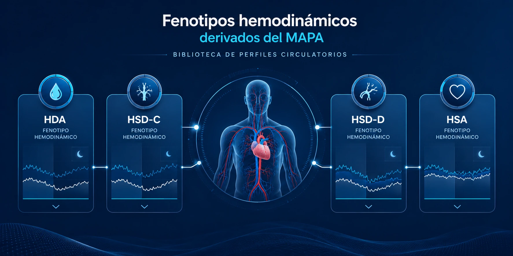 Ilustración de fenotipos hemodinámicos derivados del MAPA